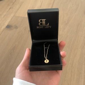 bony levy 14k gold circle cross necklace